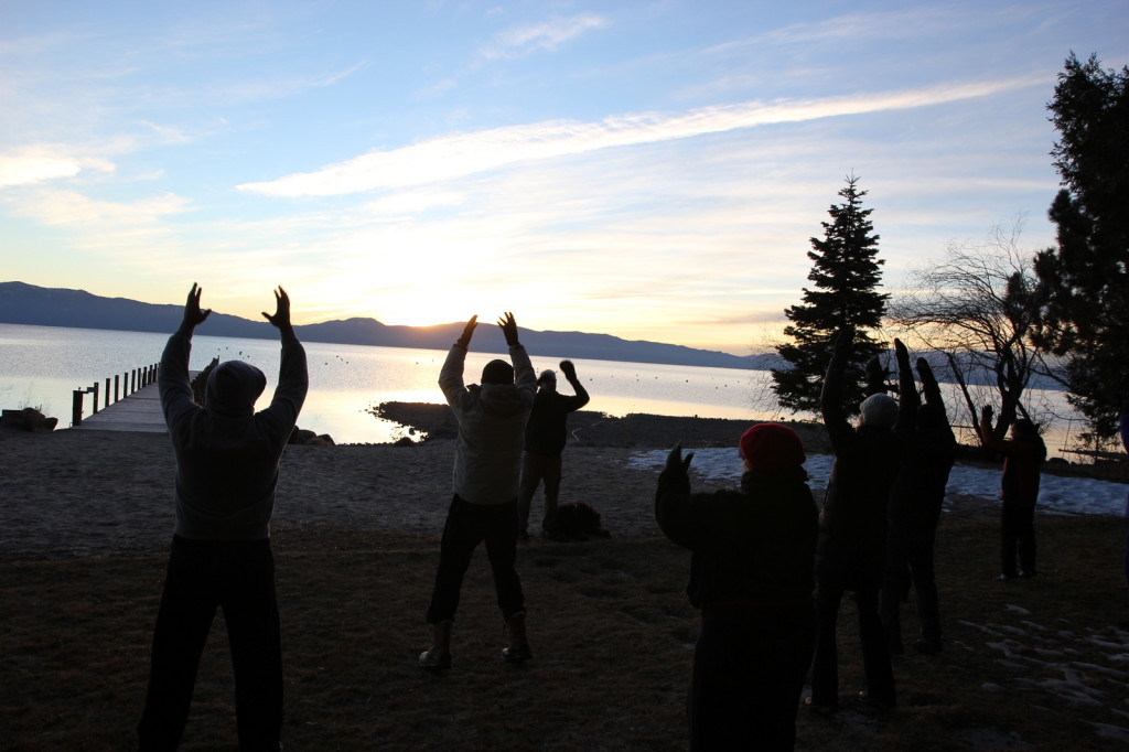 Qingong at Sunrise on the Lake Tahoe shore