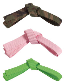 Exotic karate belts: Pink-Camo-Lime-Green-Karate-Belt-Ranks